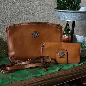 Pratesi Firenze Genuine Leather Crossbody Set - Rich Tan